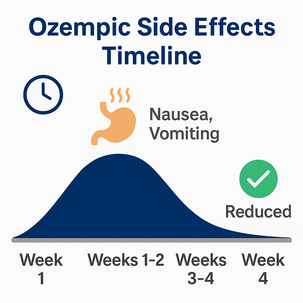 Timeline of how long Ozempic side effects last from week 1 to week 4